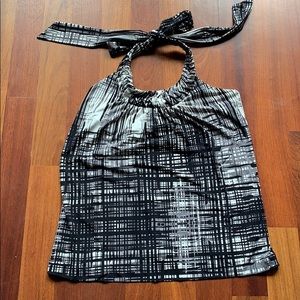 Black, white and gray tie neck halter.